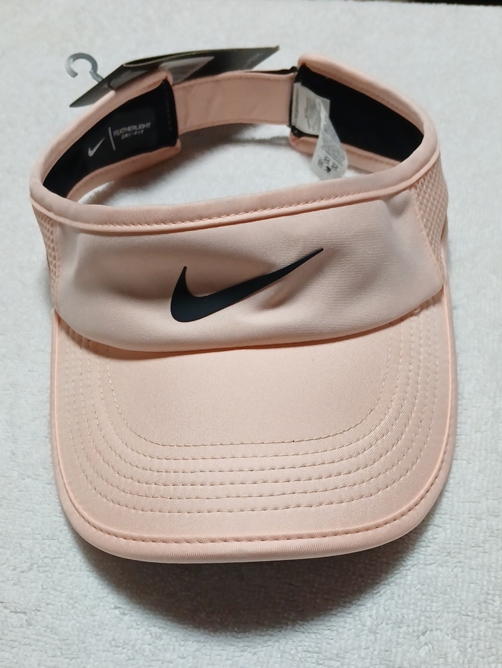 Nike Women's Light Peach Performance Visor with Black Swoosh